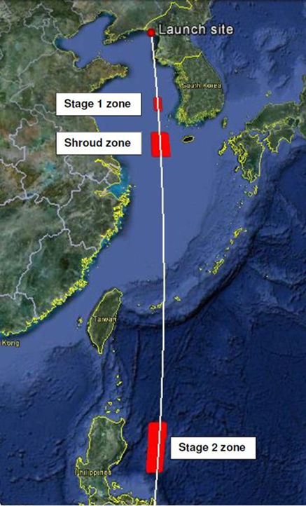 Fig. Fig. 2. The planned trajectory of the upcoming launch. (Source: D Wright in Google Earth)